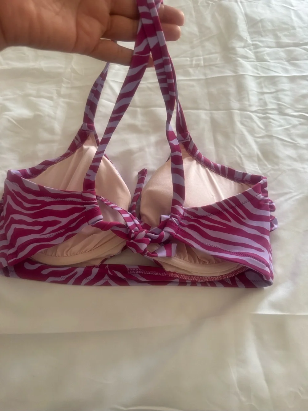 Shade & Shore Pink and Purple Zebra Tie-Side Bikini Set